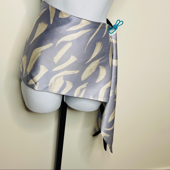 Vintage Blue & Gray Reversible Silk & Wool Scarf - Picture 8 of 13